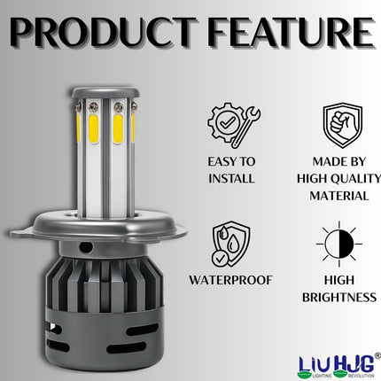 LIU HJG 80W LED White Headlight Bulb | 12V-80V AC/DC | Waterproof & Durable | High Brightness with Heat Dissipation | Universal for Car & Bike | Energy Efficient LED (Pack of 1) - LIU HJG