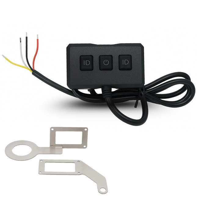 LIU HJG 3-Button CNC Aluminum Handlebar Switch Box with Wiring Cable and Stainless Steel Mounting Brackets