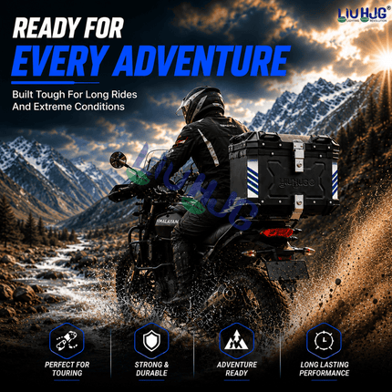 LIU HJG 45L Aluminum Top Case Installed on Royal Enfield Himalayan Bike