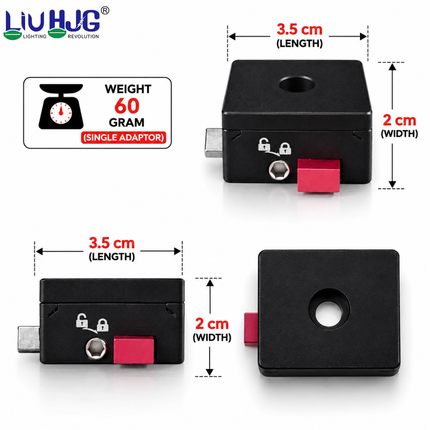 Compatibility graphic showing LIU HJG detachable clamp fitting adventure bikes, cruisers, scooters, and off-road 4x4 vehicles.
