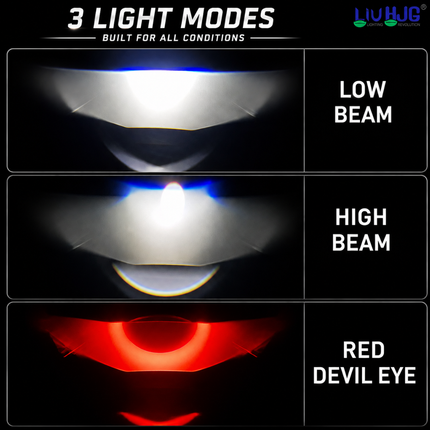 LIU HJG® Original 50W H4 LED Projector Lens Bulb with Red Devil Eye (Pack of 1)