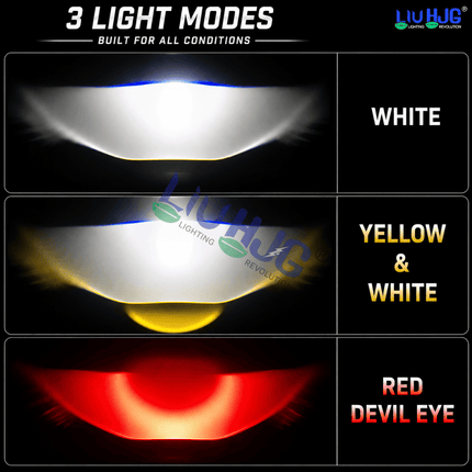 LIU HJG® Original 50W H4 Dual-Color LED Projector Lens Bulb (Yellow & White Beam)