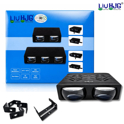LIU HJG S102 2 Lens Fog Light Pack of 2 with Mounting Brackets and Authentic Packaging Box