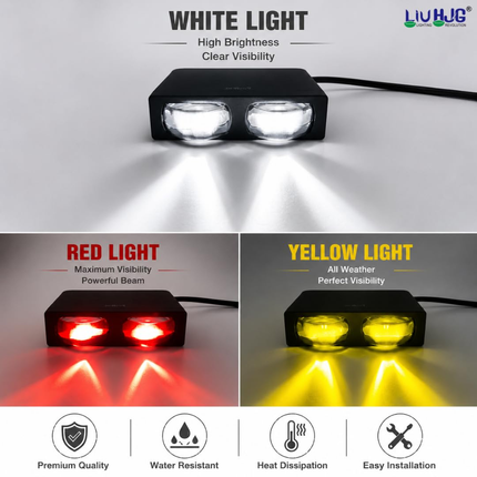 LIU HJG S102 Fog Light Light Modes Bright White Yellow Fog Beam and Red Devil Eye Halo Effect