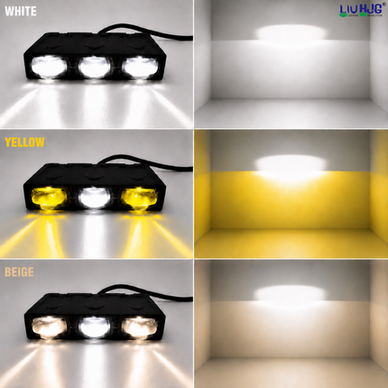LIU HJG® S124 3 Lens LED Fog Light (100W, Dual Color White/Yellow Beam & Red Devil Eye, Pack of 2)