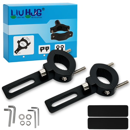 LIU HJG Universal Fog Light Mounting Clamp Pair Set with Installation Tools Allen Keys and Rubber Gaskets