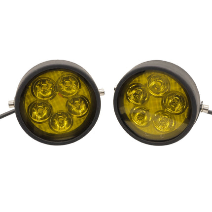 LIU HJG fog lights, 50W round LED fog light, 5-LED fog lamp, yellow-cap fog light, universal fog light kit, car & bike auxiliary light, waterproof driving lamp, high-brightness fog lamp