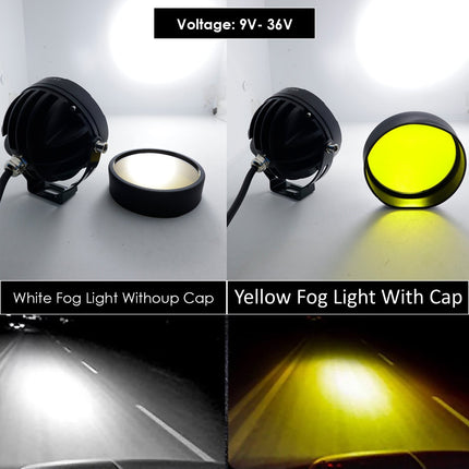 LIU HJG fog lights, 50W round LED fog light, 5-LED fog lamp, yellow-cap fog light, universal fog light kit, car & bike auxiliary light, waterproof driving lamp, high-brightness fog lamp