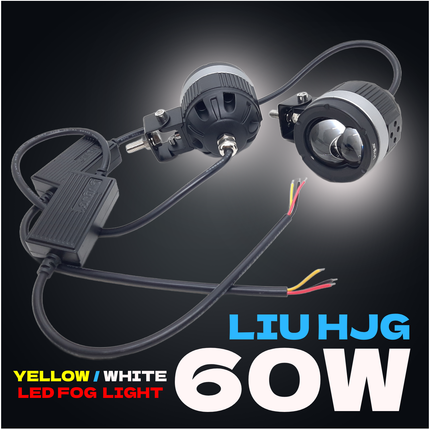LIU HJG 60W Dual Lens Fog Light, Yellow White Fog Light for Bikes, LED Fog Light for Cars and Bikes, High Low Beam Dual Lens Fog Lamp, 12V-80V Universal Fog Light, Motorcycle Fog Light Yellow White, Car LED Fog Lamp Set, Waterproof Bike Fog Light, Dual Color LED Fog Light, LIU HJG Bike Car Fog Light, White Yellow Fog Light for Bullet, LED Auxiliary Light for Cars, Dual Lens High Brightness Fog Lamp, Universal LED Fog Light for All Vehicles, LIU HJG Original Fog Light India, Long Range Bike Fog Light