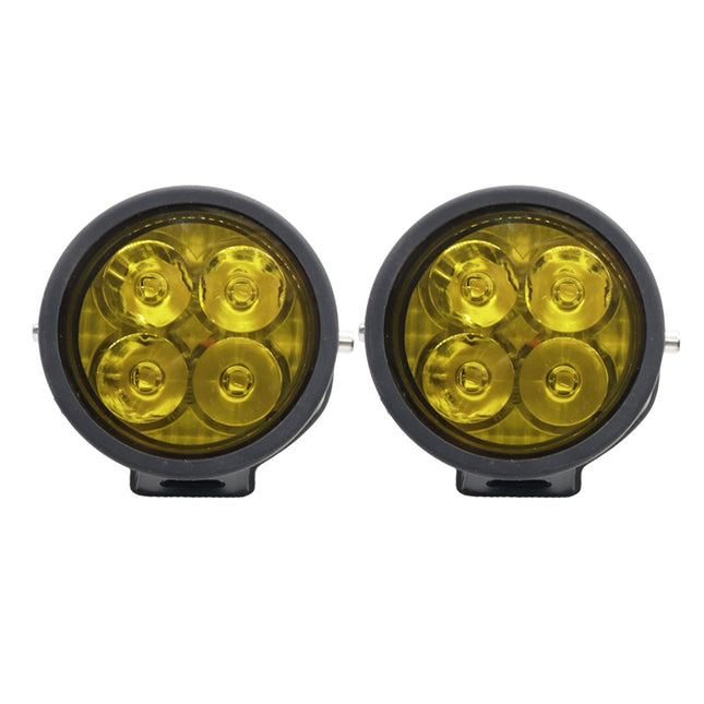 LIU HJG 40W Round 4 LED Fog Lights, yellow cap fog light for car, LED fog lights for bike and car, 12V–80V waterproof fog lamp, universal fit 4 LED fog lights, dual color fog light yellow/white, heavy-duty fog light with wiring kit, round LED fog lamp for SUV