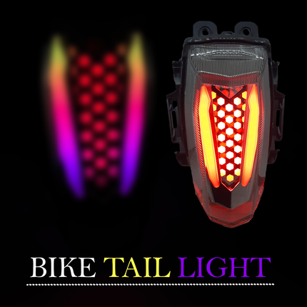 Red LED Bike Tail Light with Multi-Color Modes and Yellow Turn Signal Indicators
