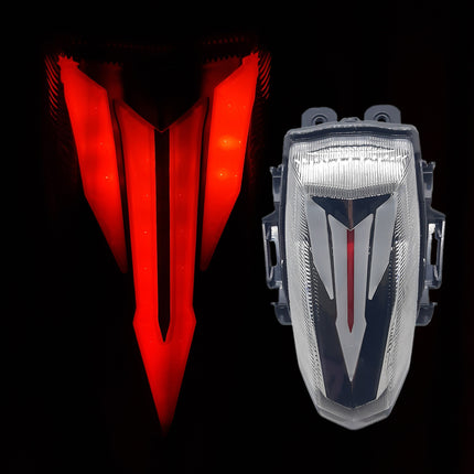 Red MT Logo Bike Tail Light with Yellow Turn Signal Indicators